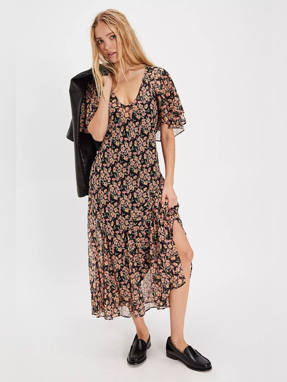 Free People Elisandra Midi Dress Floral XS‎